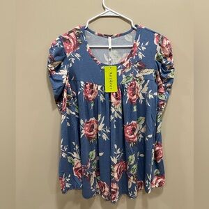Blue Floral Women's Top long sleeve size L